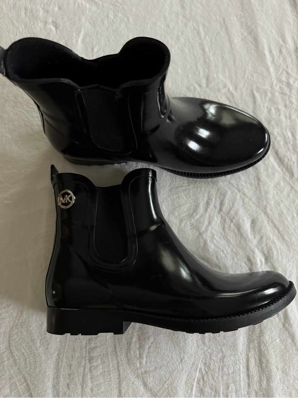 Michael Kors Shiny Black Chelsea Rain Boots